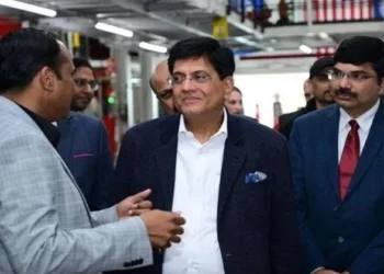 Union Minister for Commerce and Industry Piyush Goyal, at  Tesla's California facility