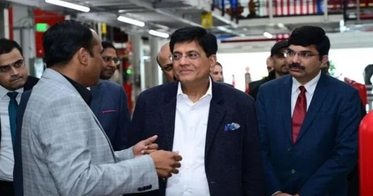 Union Minister for Commerce and Industry Piyush Goyal, at  Tesla's California facility