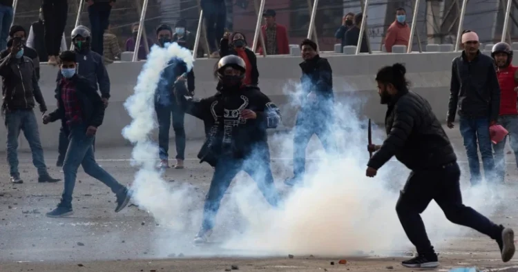 Protesters in Nepal using tear gas (Representative Image)