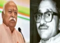 RSS Sarsanghchalak Dr Mohan Bhagwat (Left) Pandit Deendayal Upadhyay (RIght)