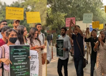 Delhi University Students' Union (DUSU) and Students for Development (SFD) during the rally