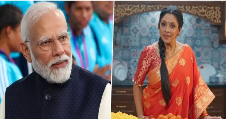 (Left) PM Modi (Right) Image of Rupa Ganguly from the video promoting voval for local campaign