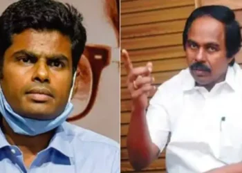 (Left) K Annamalai (Right) TN Minister Mano Thangaraj