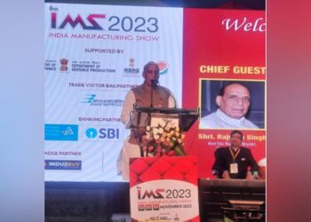 Defence Minister Rajnath Singh at India Manufacturing Show (The Print)