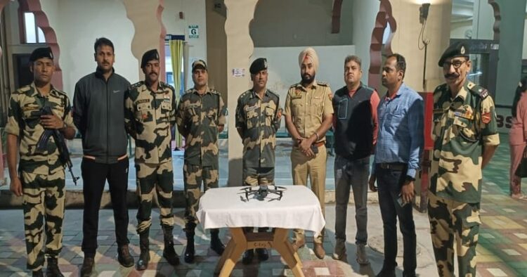 BSF officials with recovered drone