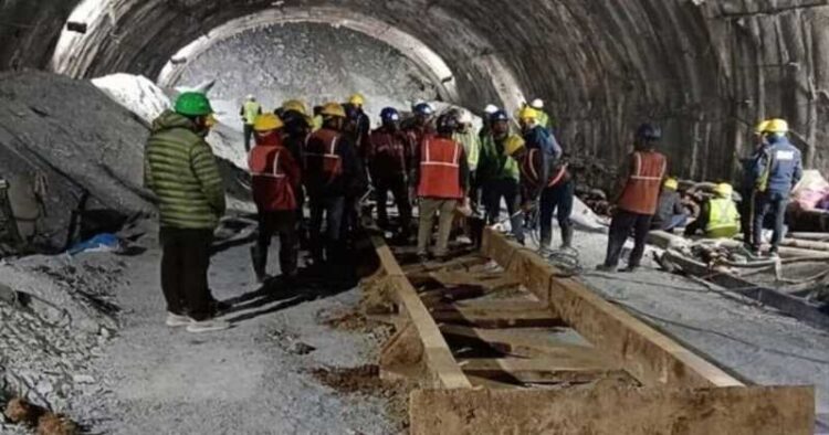 Rescue operation underway after a portion of a tunnel under construction collapsed in Uttarkashi district
