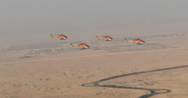 Indian Air Force's Sarang Helicopter team at Dubai Air Show
