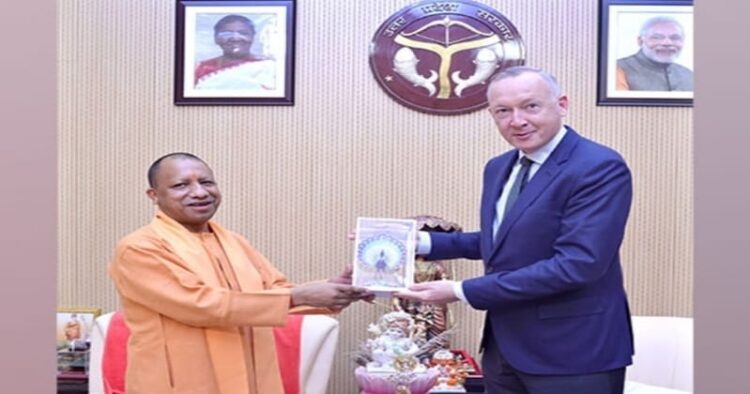 Uttar Pradesh Chief Minister Yogi Adityanath and Belgian Ambassador to India Didier Vanderhasselt