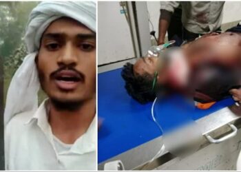 Lareb Hashmi (L) and the victim Harikesh Vishwakarma (R) (X)