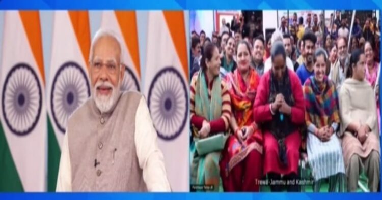 Prime Minister Narendra Modi interacts with beneficiaries of the Viksit Bharat Sankalp Yatra