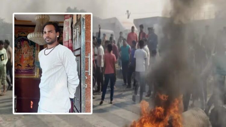 The victim Manoj Shah and the protests done by locals following his murder (India Posts)