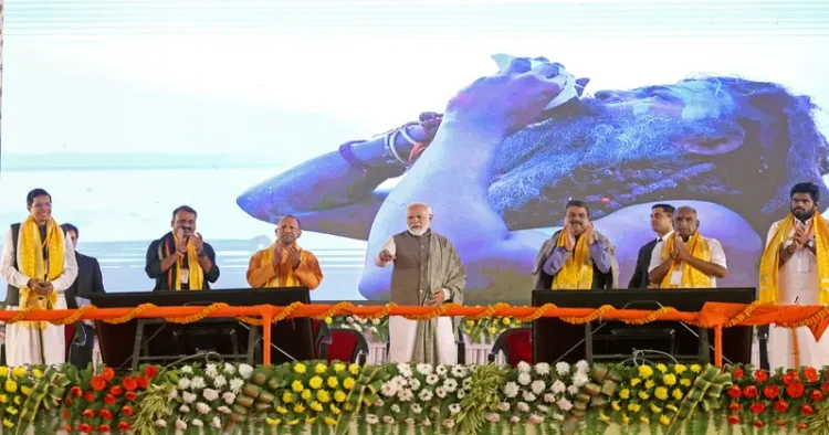 Prime Minister Narendra Modi inaugurates Kashi Tamil Sangamam 2.0 at Namo Ghat in Varanasi on Sunday, December 17, 2023