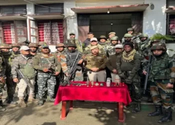 Assam Rifles and police commandos of Thoubal, in a joint operation, recovered arms, ammunition (Pic Credit: ANI)
