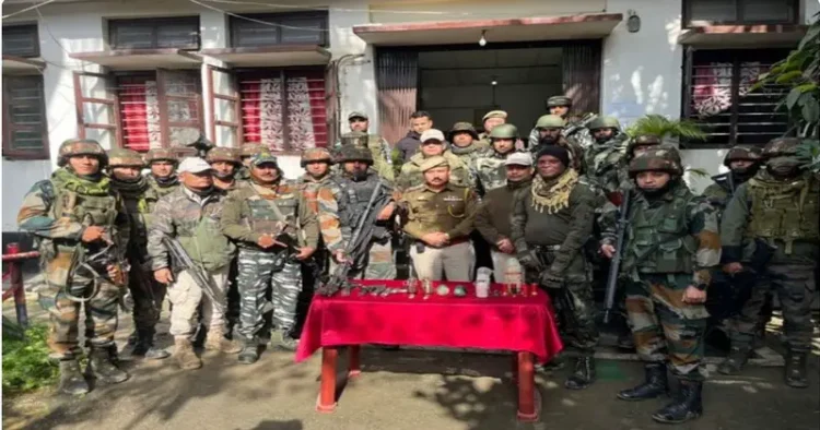 Assam Rifles and police commandos of Thoubal, in a joint operation, recovered arms, ammunition (Pic Credit: ANI)