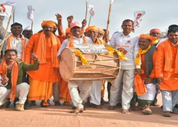 Workers of Janjati Suraksha Manch during a de-listing rally