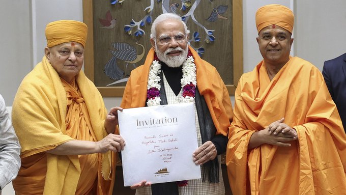 PM Modi accepts invitation to inaugurate the BAPS Hindu Mandir in Abu Dhabi (X)