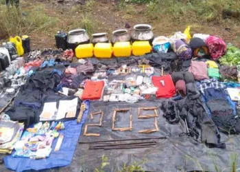 Maoist hideout busted by security forces, image courtesy : X