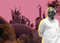 Kalyan Singh, and behind are the karsevaks atop the disputed structure (SwarajyaMag)