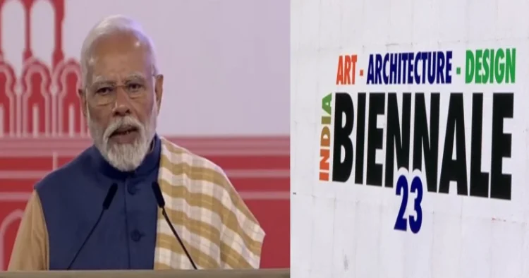 Prime Minister Narendra Modi speaking at Art Biennale inauguration
