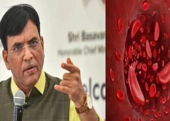 Union Health Minister Mansukh Mandviya (Left), (Sickel Cell) Representative Image (Right)