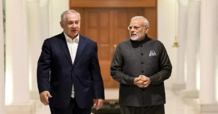 Prime Minister Narendra Modi with Israeli PM Benjamin Netanyahu