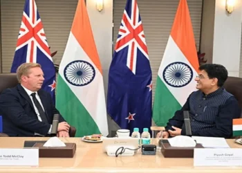 Union Minister of Commerce and Industry, Piyush Goyal with New Zealand Minister for Trade, Todd McClay