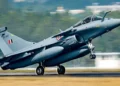 IAF Rafale fighter jet taking off during air show (Source: ANI)