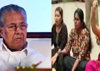 Kerala CM Pinarayi Vijayan (Left), Bharatiya Mahila Morcha protest at the official residence of the State Police Chief (Right)