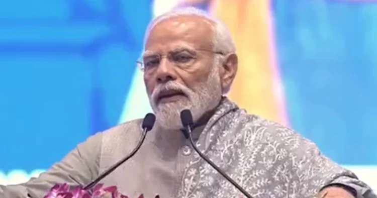 PM Modi addressing an event in the Delhi to mark 'Veer Bal Diwas'