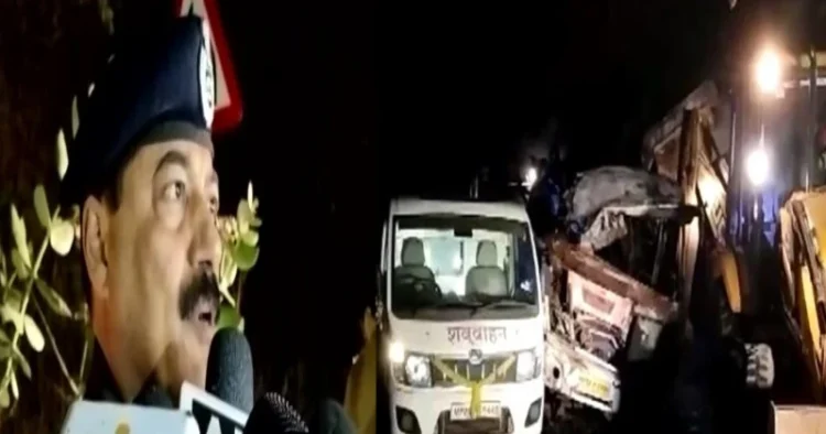 Superintendent of Police, Vijay Kumar Khatri speaking to the media (Left), Visuals from the spot (Right)  (Source: ANI)