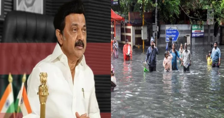 Tamil Nadu Chief Minister MK Stalin (Left), Tamil Nadu Floods (Right)