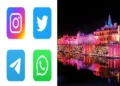 Social Media apps (Left), Ayodhya illuminated (Right)