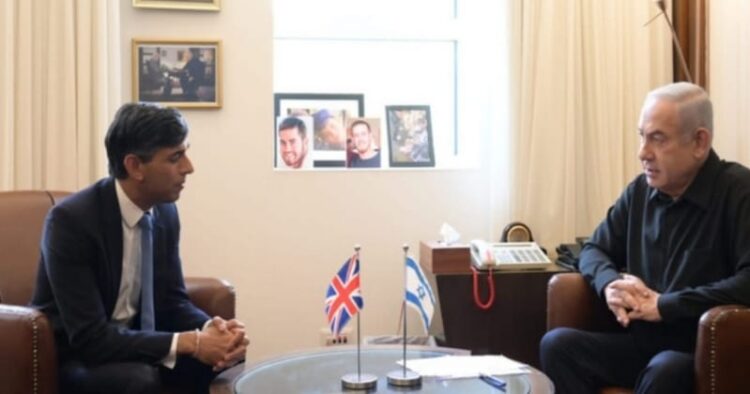 UK PM Rishi Sunak and Israeli PM Benjamin Netanyahu