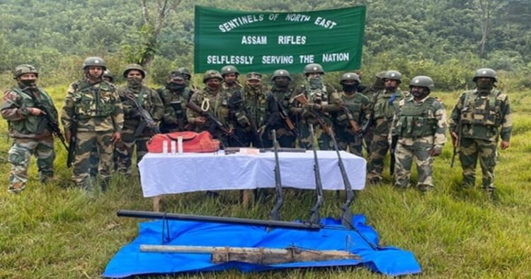 Weapons recovered by security forces in Manipur