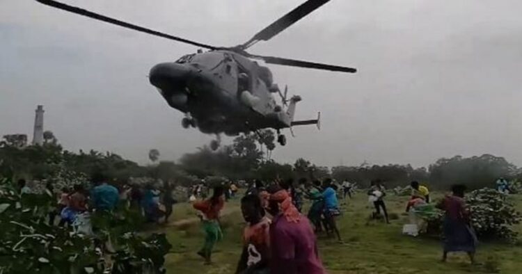 Indian Navy carrying out rescue operations in flood-affected areas