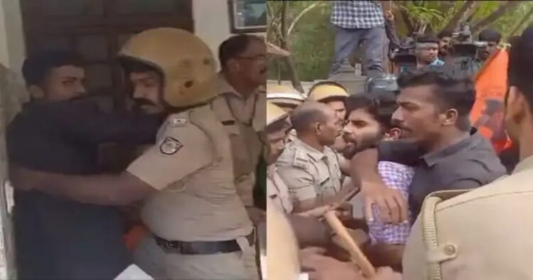 Police atrocities against ABVP workers