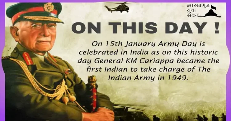 General KM Cariappa:He took over as the first Commander-in-Chief of the Indian Army from General Sir Francis Butcher, the last British Commander-in-Chief of India, on 15 January 1949.