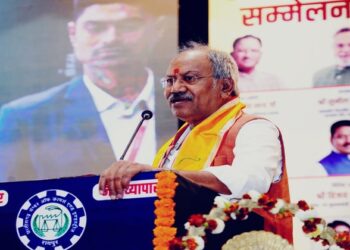 Chhattisgarh's tourism minister, Brijmohan Agarwal addressing a conference