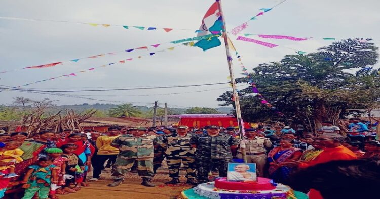 Security personnel with villagers during republic day celebration in Odisha, Image Source: X handle of BSF Odisha