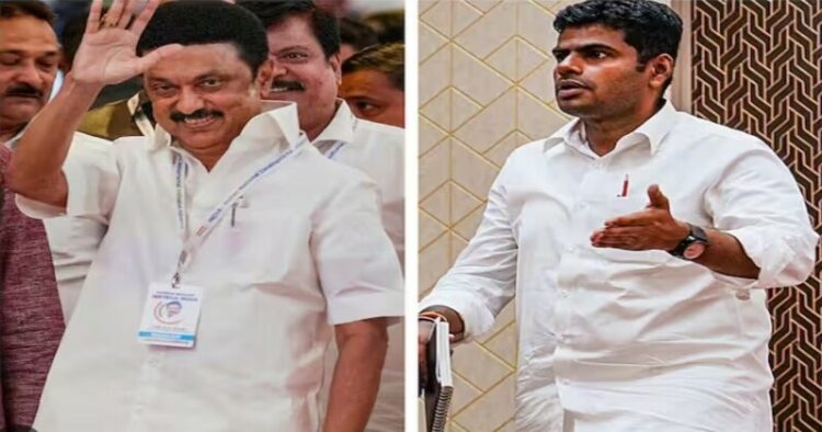 (Left) Tamil Nadu CM MK Stalin (Right) Tamil Nadu BJP State President K Annamalayi