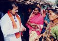 Chhattisgarh's Deputy CM Vijay Sharma interacting with family members of the deceased Sadharam Yadav