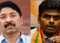 (Left) DMK MP Dayanidhi Maran )(Right) Tamil Nadu BJP President K Annamalai