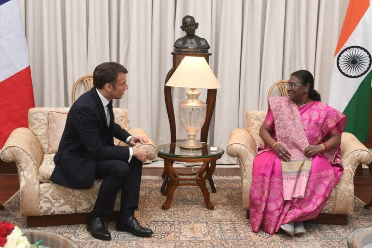 President Droupadi Murmu hosted a banquet in honour of His Excellency Mr Emmanuel Macron, President of the French Republic at Rashtrapati Bhavan (Image: X)