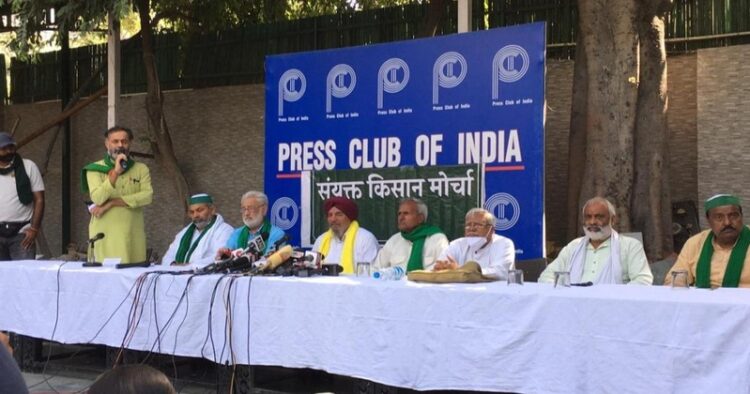 Farmer leaders during a press conference, Image source: India Today