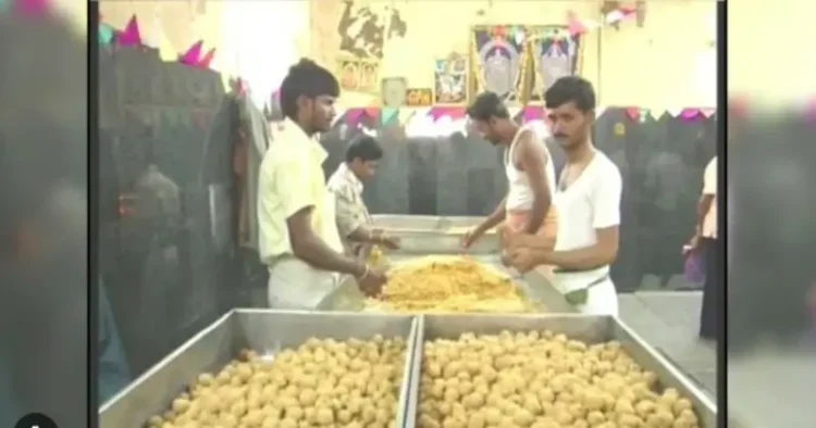 Ladoos being prepared at Tirupati Balaji