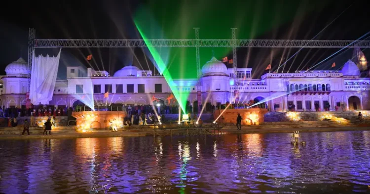 A glimpse of the laser show at 'Ram ki Pedi'