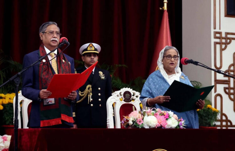 Bangladesh Prime Minister Sheikh Hasina sworn in for a fifth term at the Presidential Palace in Dhaka on January 11, 2024 (Photo: Special Arrangement)