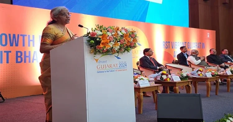 Finance Minister Nirmala Sitharaman, addressing Vibrant Gujarat Global Summit 2024