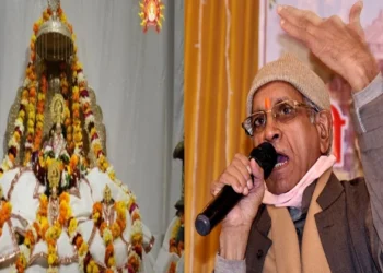 Bhagwan Ram Lalla (Left), General Secretary of Shri Ram Janmabhoomi Teerth Kshetra Trust, Champat Rai (Right)