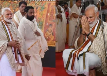 Prime Minister Narendra Modi at Guruvayur Sri Krishna Swamy Mandir in Thrissur, Kerala